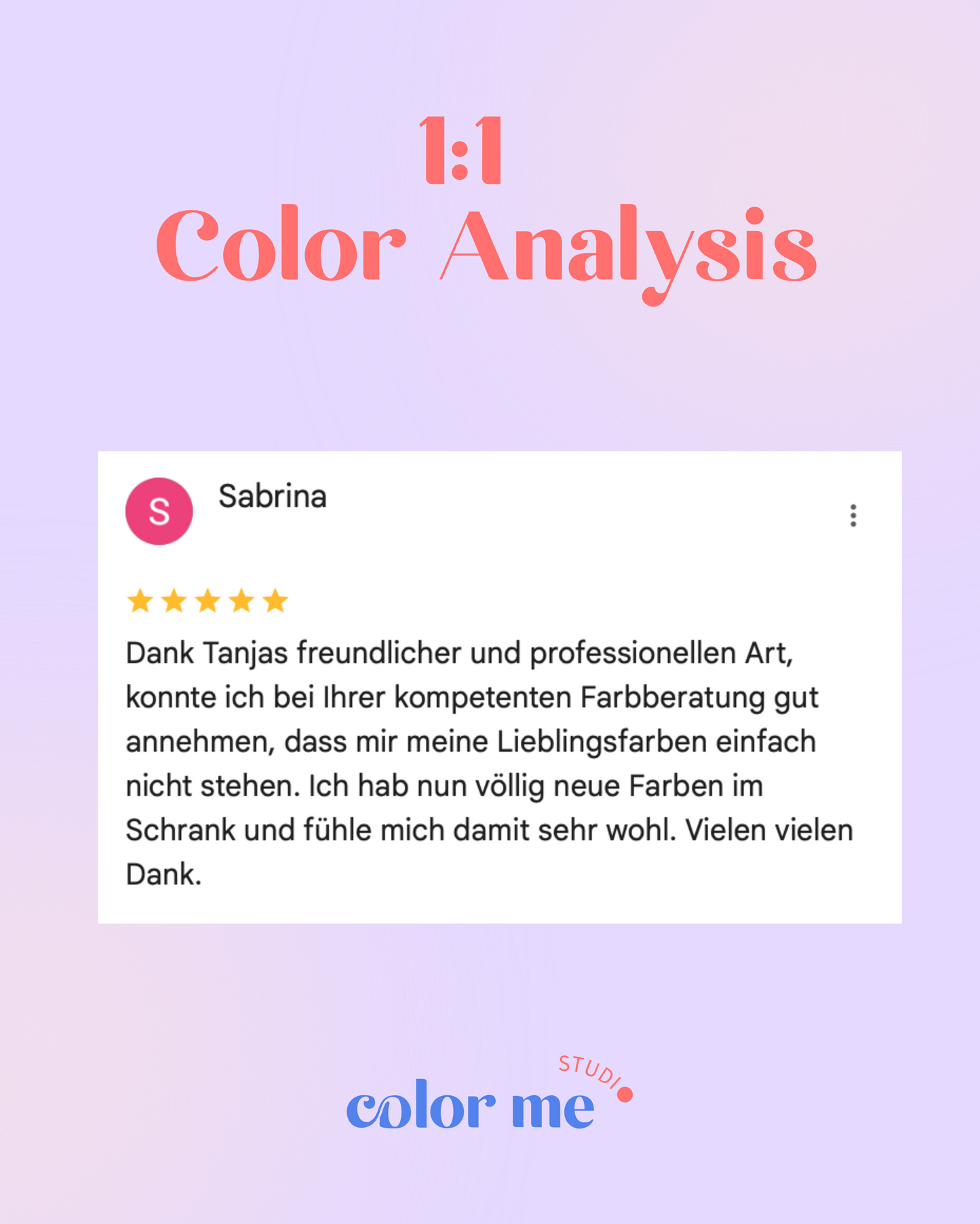 1:1 Color Analysis / 2 Pers. (p.P. 241 CHF)