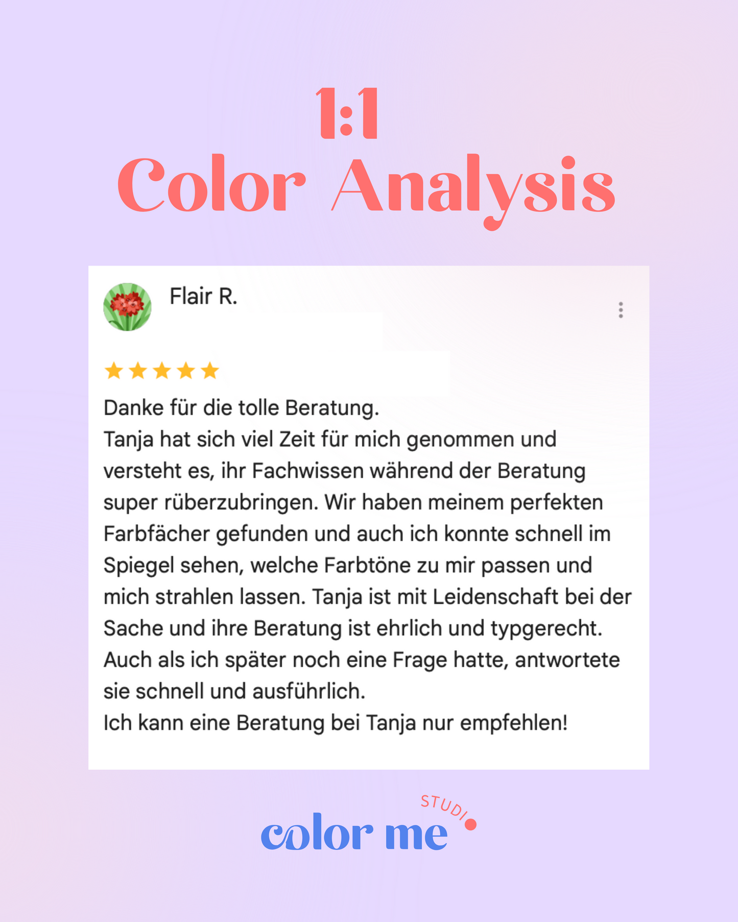 1:1 Color Analysis / 1 Pers.